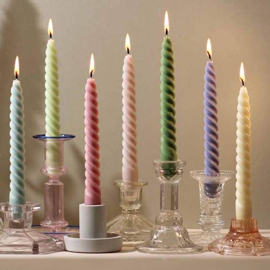 Lumanari Spiralate, Lungime 20 cm, 10 Buc/Set, Culoare Alb