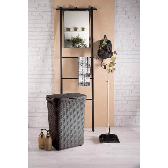 Cos de Rufe STERK, 46x36x51 cm, cu Capac, Rattan Maro, Cosuri Rattan pentru Rufe, Cos din Rattan pentru Rufe cu Capac, Cos Mare pentru Rufe cu Capac, Cos din Rattan pentru Haine, Accesorii Baie, Cos Depozitare Haine cu Capac