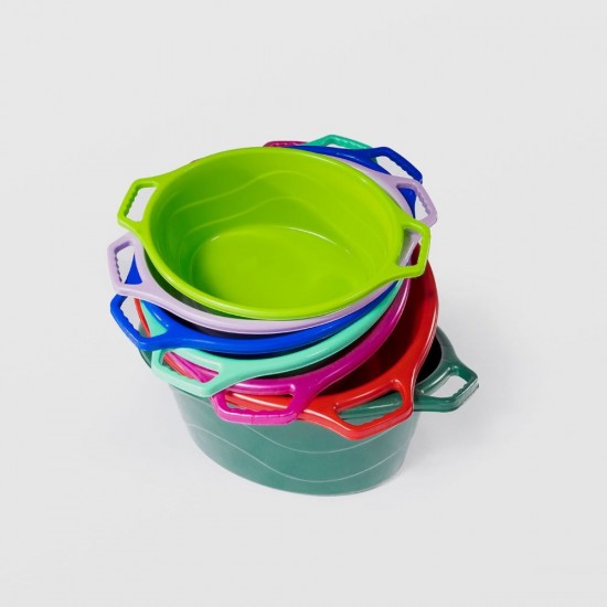 Lighean Oval cu Manere STERK, Capacitate 40 L, Dimensiune 63x52x24 cm, Material Plastic, Culoare Verde, Lighean cu Manere, Lighean Oval, Lighean Plastic
