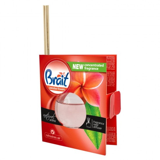 Odorizant de Camera BRAIT Paradise Flowers, Betisoare Rattan, 40 ml, Betisoare Odorizante, Betisoare Parfumate pentru Camera, Betisoare Parfumate din Rattan, Difuzoare de Camera, Betisoare Parfumate