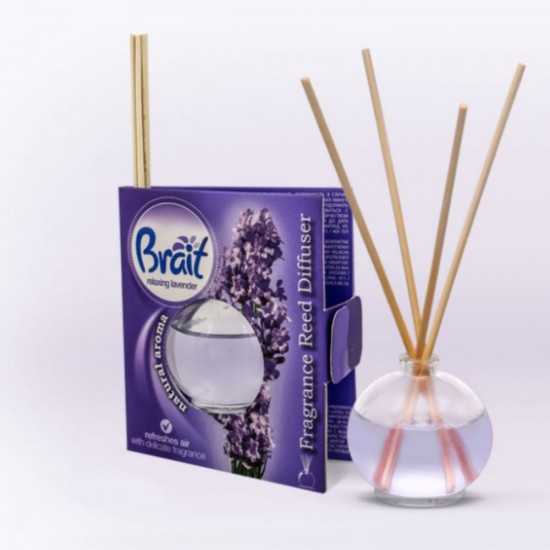 Odorizant de Camera BRAIT Relaxing Lavander, Betisoare Rattan, 40 ml, Betisoare Odorizante, Betisoare Parfumate pentru Camera, Betisoare Parfumate din Rattan, Difuzoare de Camera, Betisoare Parfumate