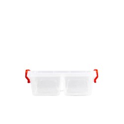 Cutie Alimente STERK, 15x10.5x5 cm, Compartimentata cu Capac, Plastic Transparent, Cutii din Plastic Depozitare Alimente, Cutie Bicompartimentata Alimentara din Plastic, Caserole din Plastic pentru Alimente, Cutii Depozitare cu Capac pentru Alimente