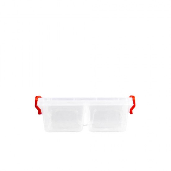 Cutie Alimente STERK, 15x10.5x5 cm, Compartimentata cu Capac, Plastic Transparent, Cutii din Plastic Depozitare Alimente, Cutie Bicompartimentata Alimentara din Plastic, Caserole din Plastic pentru Alimente, Cutii Depozitare cu Capac pentru Alimente