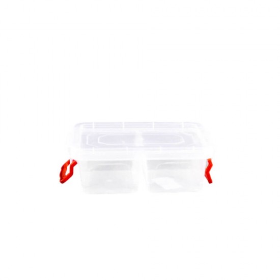 Cutie Alimente STERK, 15x10.5x5 cm, Compartimentata cu Capac, Plastic Transparent, Cutii din Plastic Depozitare Alimente, Cutie Bicompartimentata Alimentara din Plastic, Caserole din Plastic pentru Alimente, Cutii Depozitare cu Capac pentru Alimente