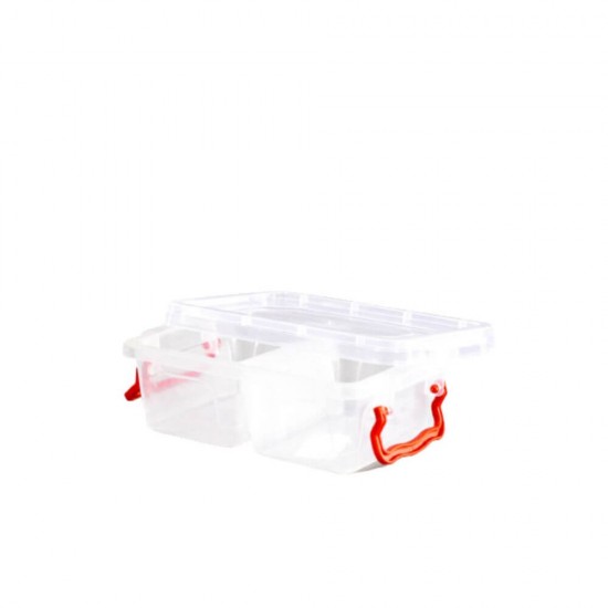 Cutie Alimente STERK, 15x10.5x5 cm, Compartimentata cu Capac, Plastic Transparent, Cutii din Plastic Depozitare Alimente, Cutie Bicompartimentata Alimentara din Plastic, Caserole din Plastic pentru Alimente, Cutii Depozitare cu Capac pentru Alimente