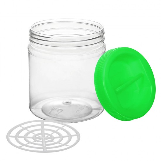 Borcan Pet Rotund cu Capac, 1.5 L, Culoare Recipient Transparent, Culoare Capac Verde, Borcan Pet, Borcan Rotund, Borcan cu Capac, Borcan Pet cu Capac, Borcan Plastic, Flacon Plastic, Borcan 1.5l L