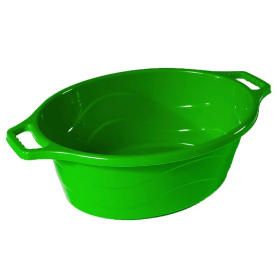Lighean Oval cu Manere STERK, Capacitate 25 L, Dimensiune 63x44x21 cm, Material Plastic, Culoare Verde, Lighean cu Manere, Lighean Oval, Lighean Plastic