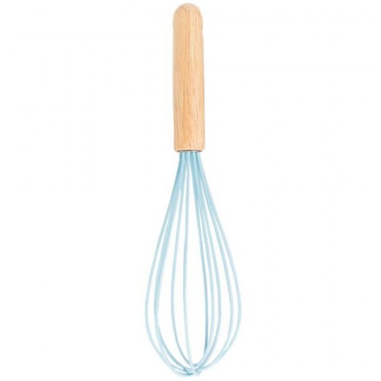 Tel din Silicon cu Maner din Lemn, Dimensiune 24 cm, Culoare Multicolora, Tel de Metal pentru Spuma, Teluri pentru Creme si Prajituri, Tel din Metal, Teluri Spuma pentru Bucatarie, Tel de Bucatarie, Teluri pentru Gatit