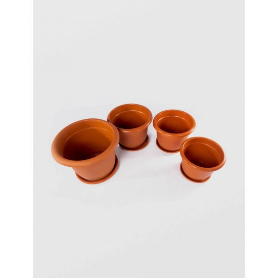 Ghiveci cu Tava STERK, 16x13 cm, Plastic Maro, Ghiveci pentru Flori, Ghiveci cu Tavita pentru Flori, Ghivece, Ghivece Plastic cu Tavita, Articole Decorative, Ghivece cu Tavita pentru Flori, Ghivece cu Tava pentru Flori