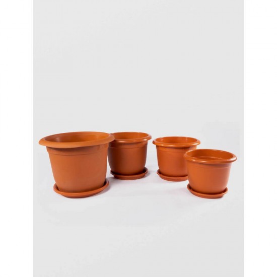 Ghiveci cu Tava STERK, 16x13 cm, Plastic Maro, Ghiveci pentru Flori, Ghiveci cu Tavita pentru Flori, Ghivece, Ghivece Plastic cu Tavita, Articole Decorative, Ghivece cu Tavita pentru Flori, Ghivece cu Tava pentru Flori