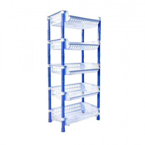 Etajera cu 4 Rafturi STERK, 88x41x29 cm, Dreptunghiulara, Albastra, Etajere pentru Depozitare Casa, Etajere cu Rafturi Depozitare, Etajera Plastic Bucatarie si Baie, Etajera Plastic cu Patru Nivele, Etajera cu Patru Rafturi din Plastic