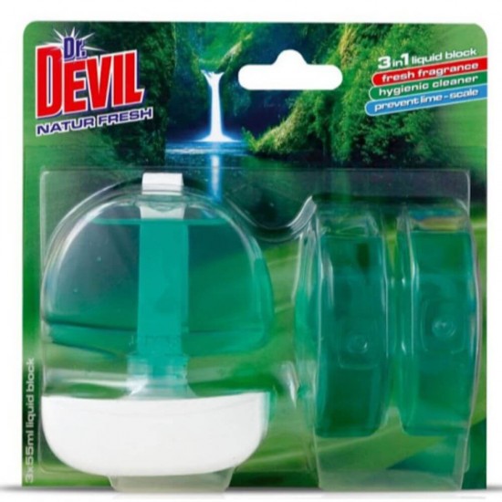 Odorizante WC DR. DEVIL 3 in 1 Natur Fresh, 3 Buc/Set, Fresh, 55 ml, Geluri Odorizante WC, Odorizante pentru Toaleta, Odorizant Toaleta, Gel Odorizant pentru Toaleta cu Suport, Odorizant Dezinfectant pentru WC, Odorizante WC