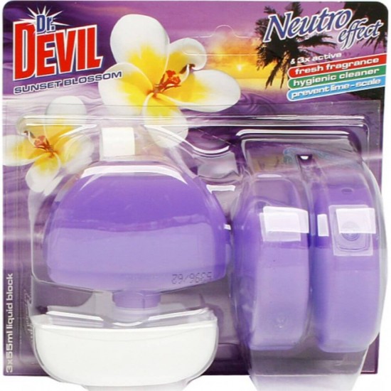 Odorizante WC DR. DEVIL 3 in 1 Sunset Blossom, 3 Buc/Set, 55 ml, Geluri Odorizante WC, Odorizante pentru Toaleta, Odorizant Toaleta, Gel Odorizant pentru Toaleta cu Suport, Odorizant Dezinfectant pentru WC, Odorizante WC