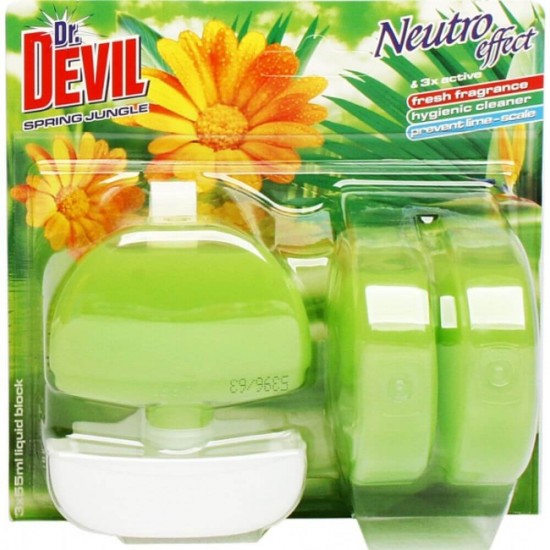 Odorizante WC DR. DEVIL 3 in 1 Spring Jungle, 3 Buc/Set, Floral, 55 ml, Geluri Odorizante WC, Odorizante pentru Toaleta, Odorizant Toaleta, Gel Odorizant pentru Toaleta cu Suport, Odorizant Dezinfectant pentru WC, Odorizante WC