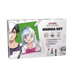 Set Alpino Manga, Contine 12x Markere Sketch, 2x Liner Pigment, 12 Planse