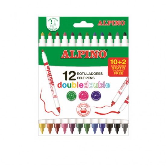 Carioca Cu 2 Capete, 12 Culori/set, Alpino Color Experience