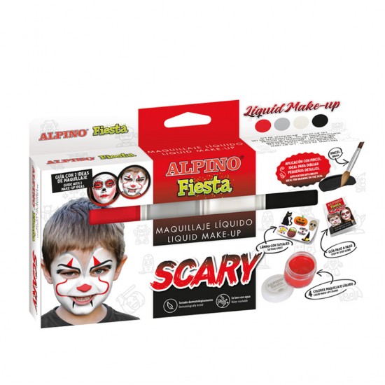 Set Alpino Scary Liquid Make-up, 4 Culori X 10gr + Pensula