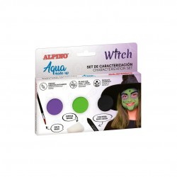 Set Alpino Aqua Make Up - Witch, 3 Culori+pensula Si Burete Machiaj