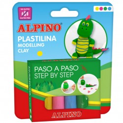 Plastilina 4 X 25 Gr, Alpino Dino