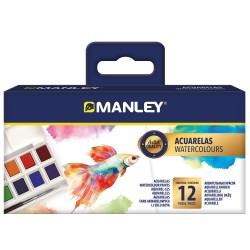 Set Tempera Acrilica Manley, Pastile Compacte - 12 Culori/set