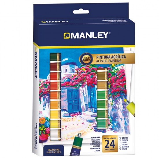 Set Tempera Acrilica Manley, 12 Ml - 24 Culori/set