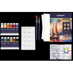 Set Tempera Acrilica Manley, Solubila In Apa, 12 Ml - 12 Culori/set