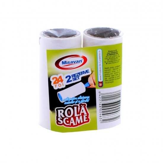 Set 2 Rezerve Rola Curatat Scame Misavan 24 Foi/Rola, Rola pentru Scame, Rola Scame Misavan, Rola Misavan Scame, Misavan Rola Scame, Rola de Curatat Scame, Rola de Curatat Scame Misavan, Rola Scame din Hartie, Rola Scame Tesatura