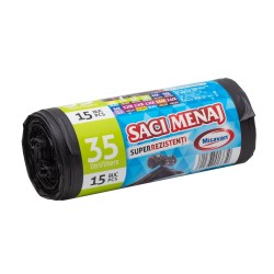 Rola 15 Saci Menajeri Super Rezistenti Misavan, 35 l, Negri, Saci de Menaj, Rola Saci Menajeri, Saci Menajeri 35 l, Saci Menajeri in Rola, Saci pentru Menaj, Saci Gunoi, Saci de Gunoi, Saci Deseuri, Saci pentru Deseuri, Saci Cos de Gunoi