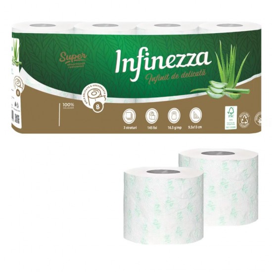 Hartie Igienica Infinezza, Aloe Vera, 3 Straturi, 8 Role