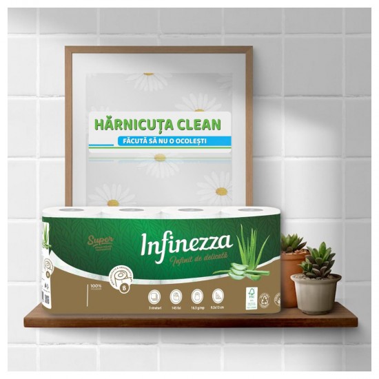 Hartie Igienica Infinezza, Aloe Vera, 3 Straturi, 8 Role