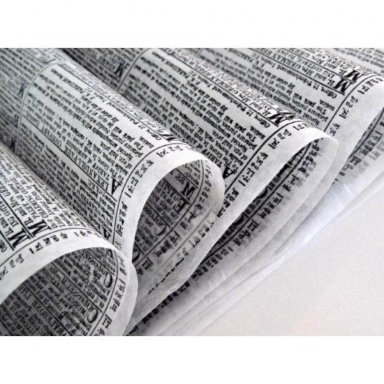 Bax 1000 Coli Napron Hartie Alba de Tava, 38 g/m²,  5 kg/Bax, Model Ziar, 30x40 cm, Suport pentru Farfurii, Naproane Hartie, Napron Tava, Naproane Tava, Napron Restaurant, Napron din Hartie, Naproane din Hartie, Hartie Tava, Naproane Cafenea, Hartii Tavi