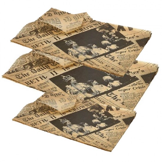 Set 1000 de Naproane din Hartie pentru Tava/Masa, Model Ziar, 30x40 Cm, 38 g/m2, Napron Hartie, Napron Masa, Suport Farfurii Hartie, Servete din Hartie pentru Farfurii, Napron Hartie de Tava, Servete din Hartie