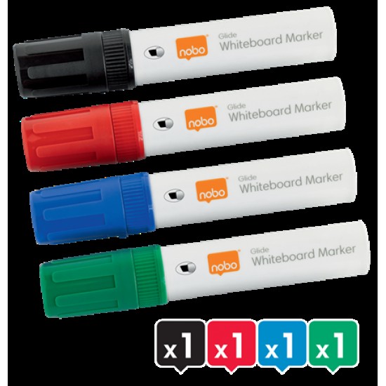 Marker Nobo, Pentru Table Si Flipcharturi, Varf 5-12 Mm, Jumbo, 4 Buc/cutie, Diverse Culori