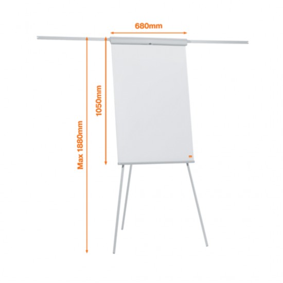 Flipchart Nobo Essentials, Otel Lacuit, Brate Extensibile Si Trepied, Magnetic, Alb