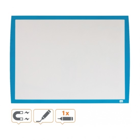 Tabla Nobo Joy, Plastic, 43x58.5cm, Magnetica, Include Marker, Burete Si Magneti, Alb, Rama Albastra