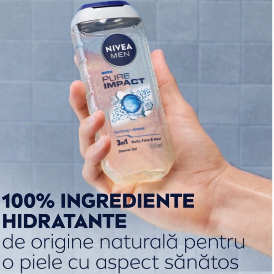 Nivea Gel Dus Men Pure Impact, 500 Ml