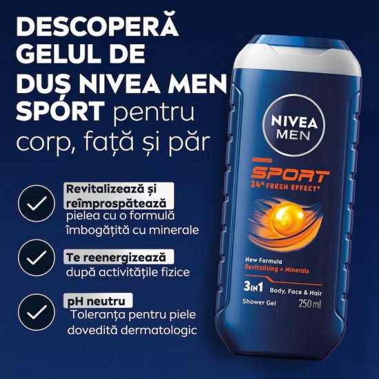 Nivea Gel Dus Men Sport, 500 Ml