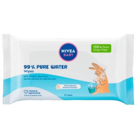 Nivea Servetele Umede Baby Pure Water, 57 Buc/pachet