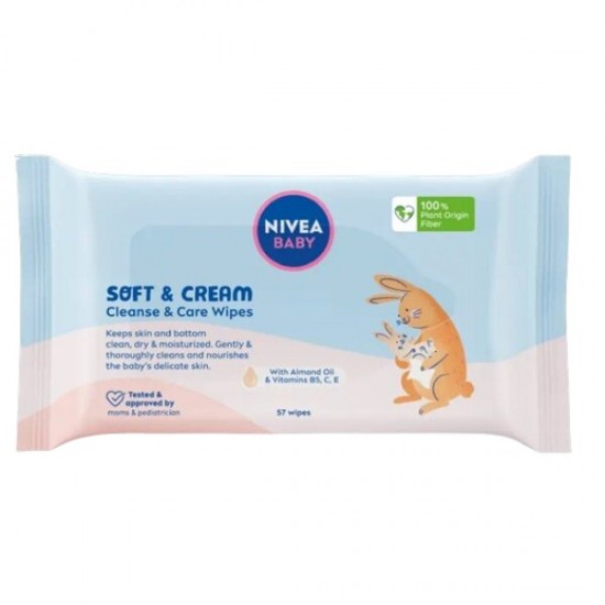 Nivea Servetele Umede Baby Soft And Cream, 57 Buc/pachet