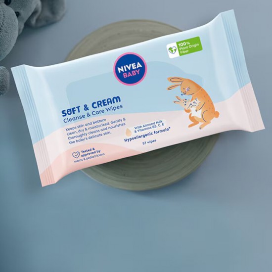 Nivea Servetele Umede Baby Soft And Cream, 57 Buc/pachet