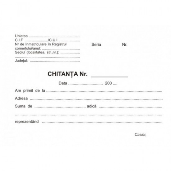 Chitantier Autocopiativ, Format A6, 2 Ex.50set/carnet