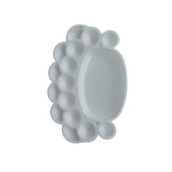 CASA OFFICE Paleta Pictura Ovala Mare, Paleta pentru Amestecat Culori, 15 Compartimente, Material Plastic, Culoare Alb, Dimensiune 20,5x14 cm