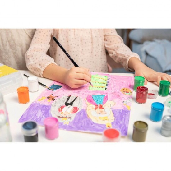 CASA OFFICE Acuarele Guase, 12 Culori + Pensula, Usor de Curatat