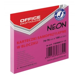 Notite Adezive OFFICE Products, 76x76 mm, 100 File, 70 g/mÂ², Culoare Roz Neon, Notes-uri, Post-it, Articole Hartie, Accesorii Birou