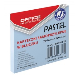 Notite Adezive OFFICE Products, 76x76 mm, 100 File, 70 g/mÂ², Culoare Albastru Pastel, Notes-uri, Post-it, Articole Hartie, Accesorii Birou