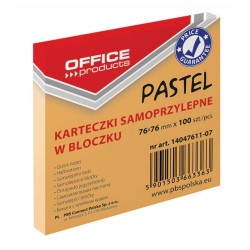 Notite Adezive OFFICE Products, 76x76 mm, 100 File, 70 g/mÂ², Culoare Portocaliu Pastel, Notes-uri, Post-it, Articole Hartie, Accesorii Birou