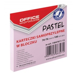 Notite Adezive OFFICE Products, 76x76 mm, 100 File, 70 g/mÂ², Culoare Roz Pastel, Notes-uri, Post-it, Articole Hartie, Accesorii Birou