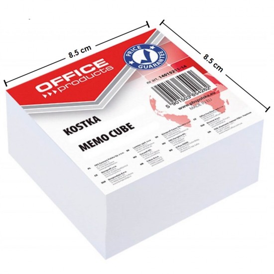Rezerva Cub Hartie Autoadeziva, 8.5x8.5 cm, 400 File/Set, Culoare Alba, Rezerve Cub Hartie OFFICE Products, Bloc Notite Adezive, Cuburi Autoadezive, Notite Adezive, Post-it din Hartie, Sticky Notes, Accesorii Birou