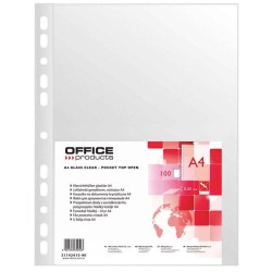 Set 100 Folii de Protectie A4, Tip Cristal, 50 MIC, Transparente, Folii Protectie Documente, Folie pentru Protectie Documente OFFICE Products, Folii din Plastic pentru Documente, Folii Transparente Tip Cristal