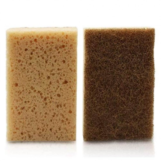 Set 6 Bureti QUADROTEX Bio Natural, Spuma Poliuretanica si Fibra Abraziva din Canepa, Natur, Bureti Biodegradabili cu Fibre Canepa, Bureti Vase Biodegradabili, Bureti pentru Vase, Bureti pentru Spalat Vasele, Bureti Curatare Vase